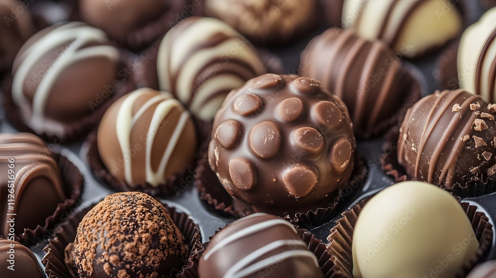 Assortment of Gourmet Chocolate Truffles in Elegant Display