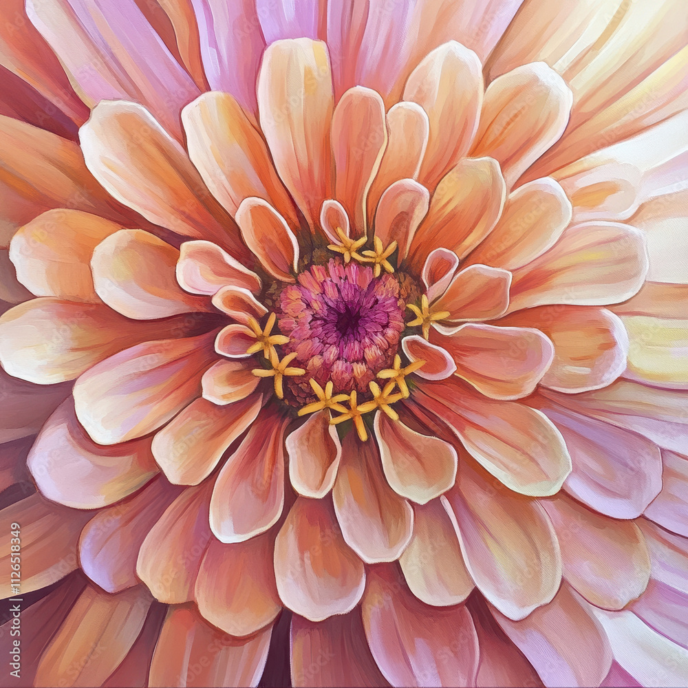 Vibrant zinnia flower in shades of pink and orange hues Vibrant zinnia flower in shades of pink and orange hues