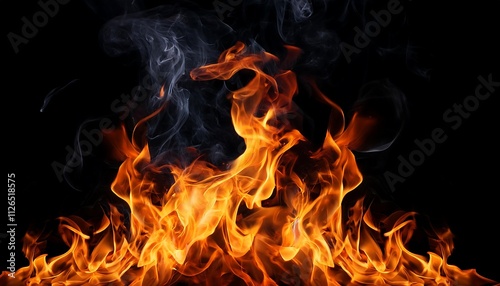 Fiery flames dance and crackle in a cozy fireplace, casting a warm, orange glow