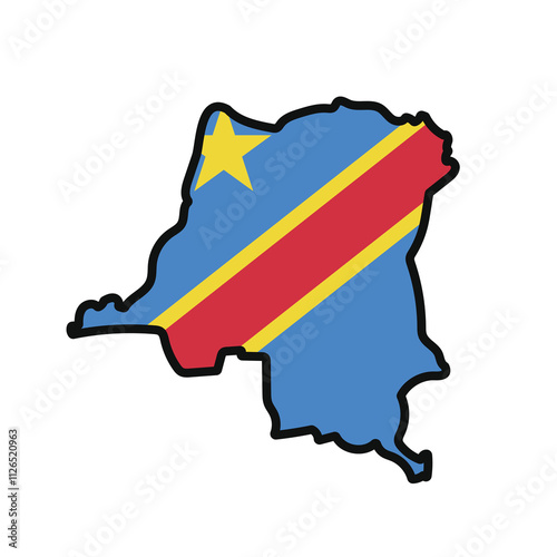 CONGO DEMOCRATIC REPUBLIC Map with flag in body photo