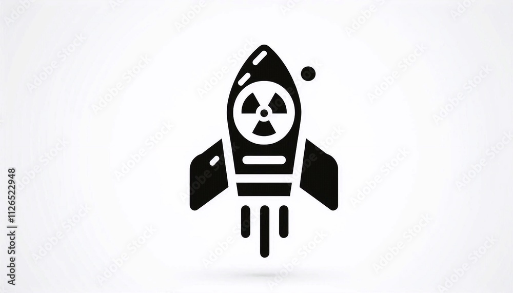 Radiation icon on rocket isolated on white background Radiation icon on rocket isolated on white background