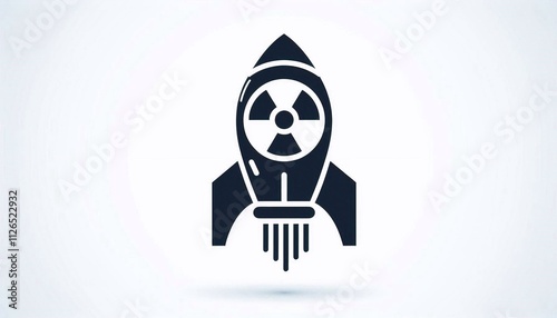 Radiation icon on rocket isolated on white background