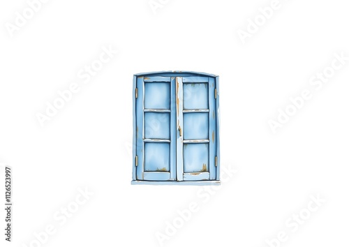 Blue old wooden window