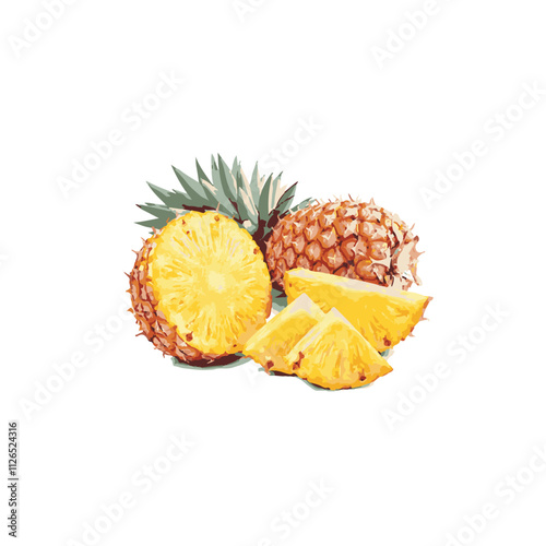 fresh watercolor pineapple isolated