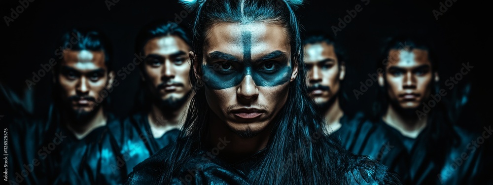 Shaman praying with tribal members, emphasizing cultural traditions, spirituality, and indigenous heritage in a cinematic tribal gathering. Shaman praying with tribal members, emphasizing cultural traditions, spirituality, and indigenous heritage in a cinematic tribal gathering.