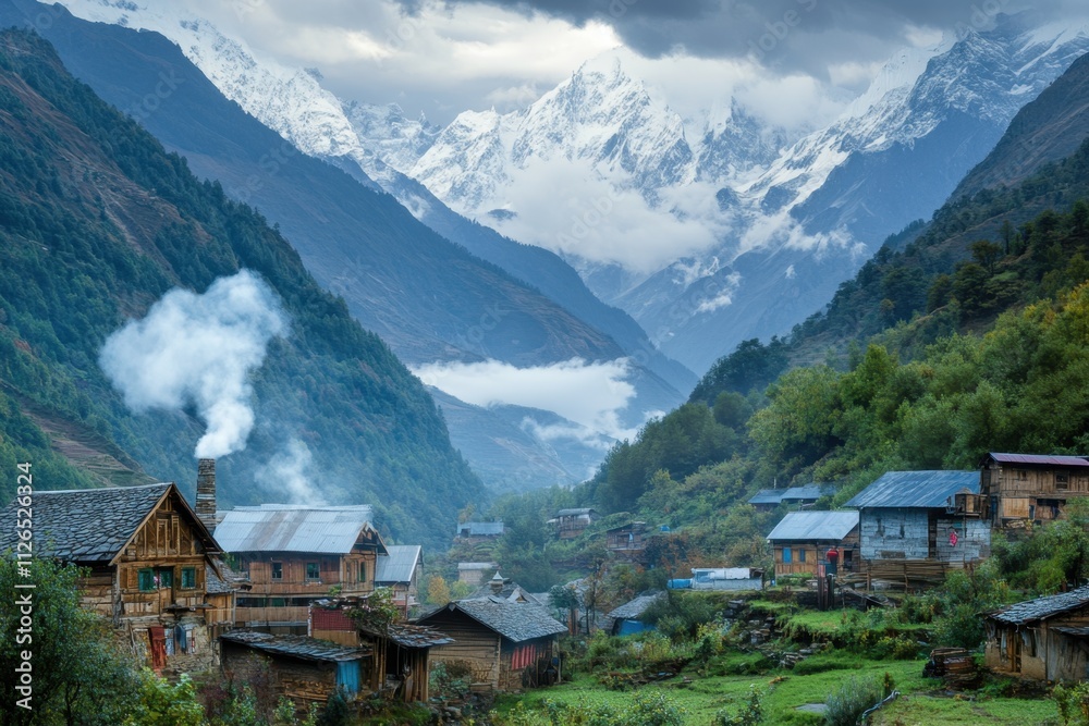 Exploring a remote mountain village nestled in a valley scenic landscape photography serene environment captivating viewpoint nature's beauty unveiled Exploring a remote mountain village nestled in a valley scenic landscape photography serene environment captivating viewpoint nature's beauty unveiled
