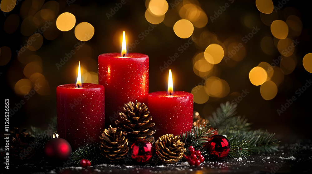 Candles Glow Brightly, Festive Decor Adorns Candles Glow Brightly, Festive Decor Adorns