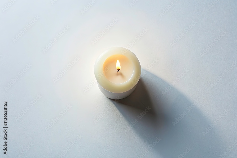 Aerial View White Candle, High-Angle Shot, White Candle Photography, Drone Photography Candle, Overhead Candle Image, Top Down Candle View