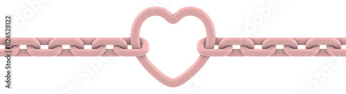 A soft pink chain with a heart in the middle. The chain is broken, but the heart is still visible photo