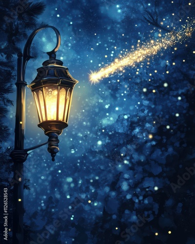 Christmas Lamp and Shooting Star Background