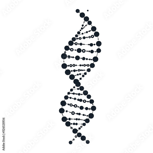 Black abstract DNA helix design isolated on transparent background png photo