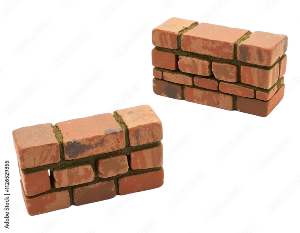 Rustic Brick Wall Isolated on White Background, Textured Construction Material Design, PNG Transparent. Rustic Brick Wall Isolated on White Background, Textured Construction Material Design, PNG Transparent.