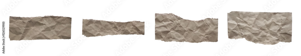 Obraz premium Crumpled kraft paper, torn wrinkled pieces of kraft paper, brown scraps of parchment, Vector illustration.