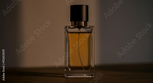 Close-Up of Minimalist Perfume Bottle: Simplicity and Elegance with Soft Blurred Bokeh