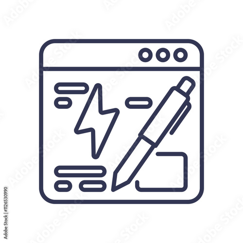 Illustration of a pen and lightning bolt symbolizing fast content creation.