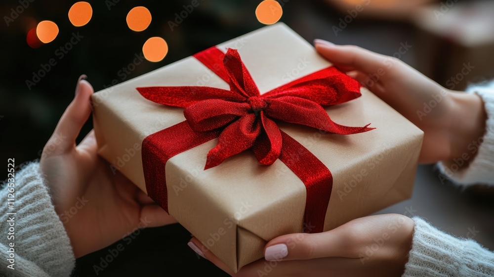 Family exchanging New Years gifts at home focus on, holiday theme, warm, manipulation, cozy living room backdrop Family exchanging New Years gifts at home focus on, holiday theme, warm, manipulation, cozy living room backdrop