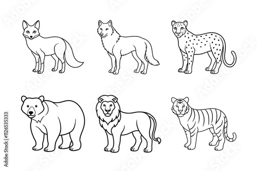 Wild Beast Animals Vector Line Art Collection photo