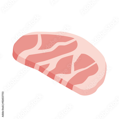 アイソメトリック_立体的でかわいい肉のイラスト
