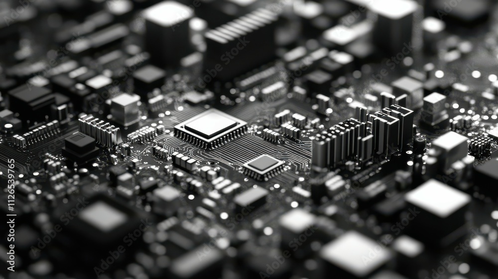 Close-up of semiconductor manufacturing with precision machinery and microchips, symbolizing advanced technology and electronics production. Close-up of semiconductor manufacturing with precision machinery and microchips, symbolizing advanced technology and electronics production.