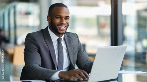 professional man working on laptop in modern office