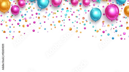 Colorful confetti falling on a white background, celebrating party events, festivals, and joyful moments, ideal for marketing, invitations, and celebrations.
