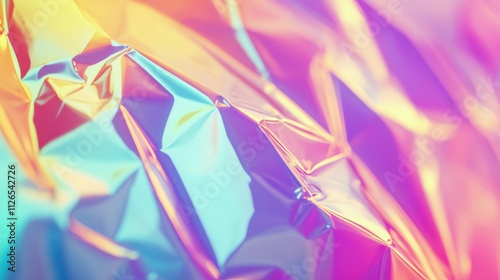 Colorful holographic background with neon pastel rainbow colors and an abstract gradient offering a bright futuristic foil style for covers and glasslike reflections photo