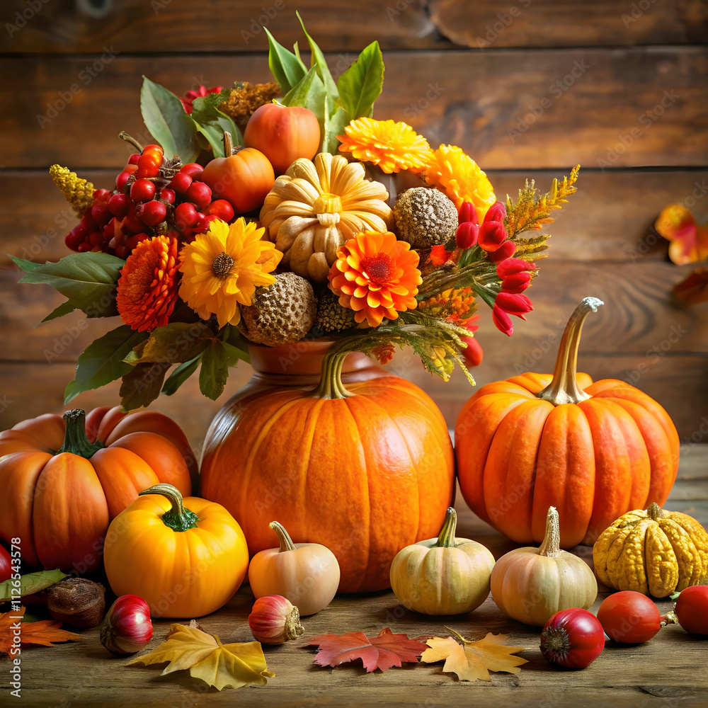 Seasonal arrangements featuring vibrant pumpkin and gourd displays Seasonal arrangements featuring vibrant pumpkin and gourd displays