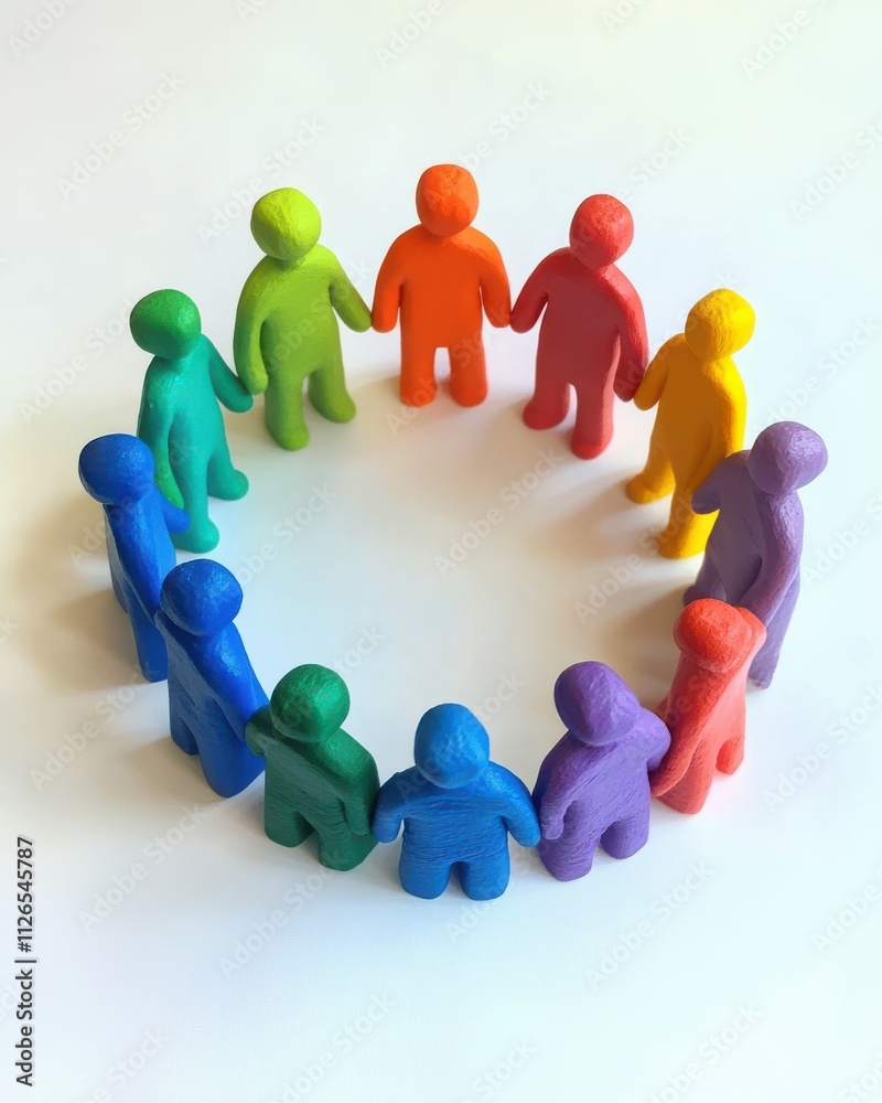 Obraz premium Colorful plasticine team of people working together. Business teamwork and community