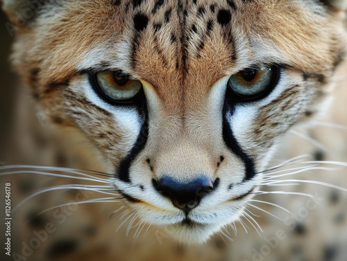 close-up of a wild cat with striking features photo