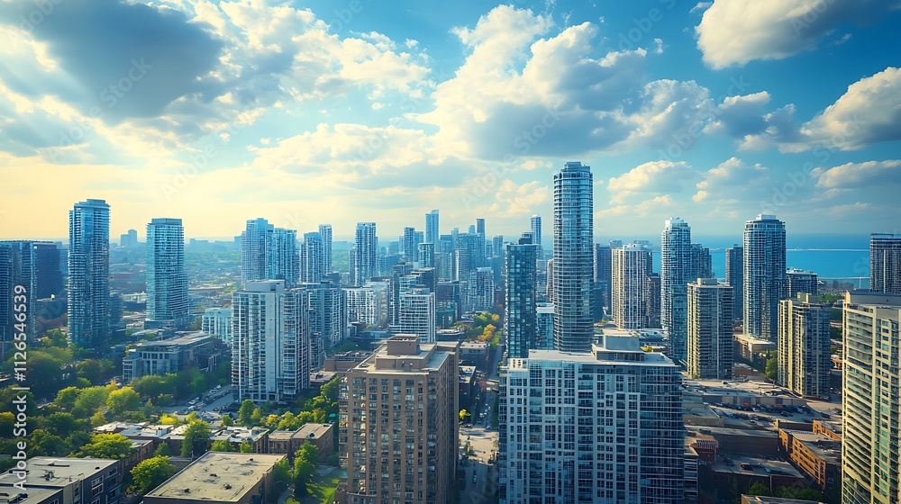 Fototapeta premium Chicago Skyline Cityscape. Urban Architecture and Modern Buildings.