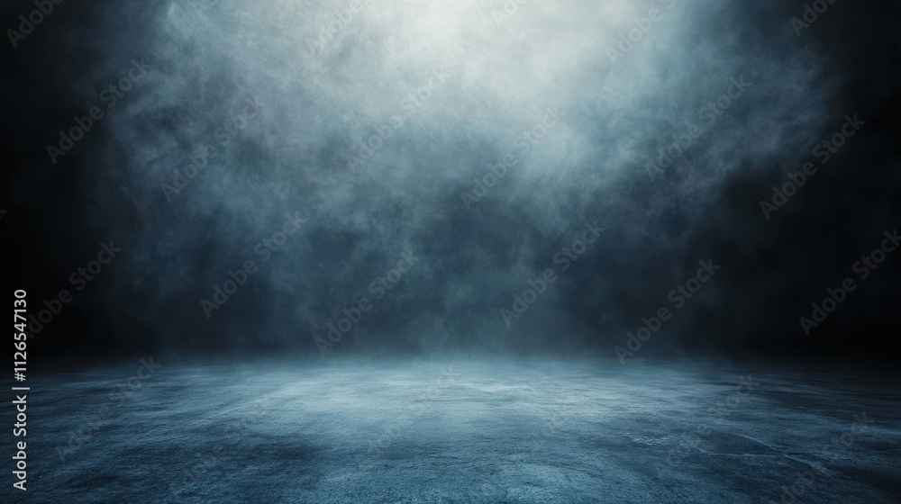 Empty room with a concrete floor background a dark and smoky atmosphere illuminated by a spotlight Empty room with a concrete floor background a dark and smoky atmosphere illuminated by a spotlight