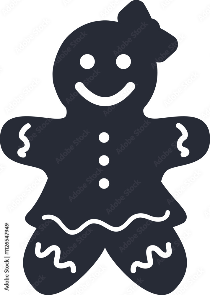 Obraz premium Cute gingerbread girl. Christmas cookie illustration.
