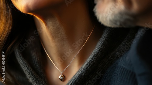 gift woman man couple happy love present senior elderly necklace jewellery luxury jewelry accessory elegance gold mature old retired vitality active