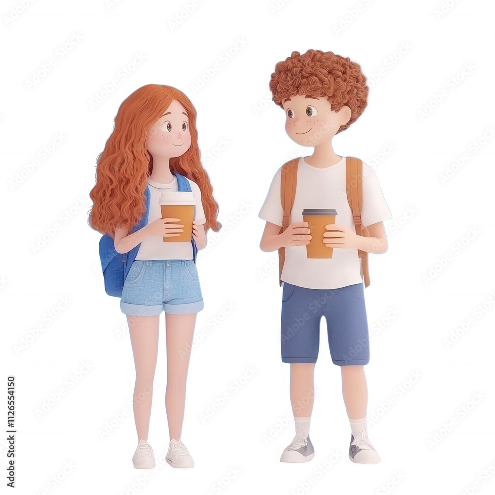 Two cheerful young friends enjoy coffee together in a casual setting., isolated on a transparent background. Two cheerful young friends enjoy coffee together in a casual setting., isolated on a transparent background.