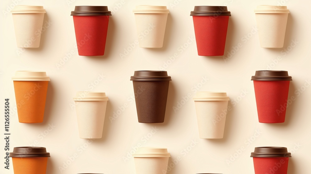 Aesthetic Arrangement of Colorful Disposable Coffee and Tea Cups in Various Sizes on a Soft Background Perfect for a Food or Beverage Themed Project Aesthetic Arrangement of Colorful Disposable Coffee and Tea Cups in Various Sizes on a Soft Background Perfect for a Food or Beverage Themed Project