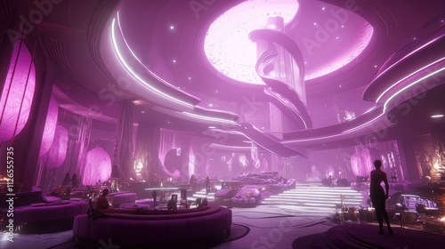 Futuristic Alien Landscape with Glowing Purple Lighting