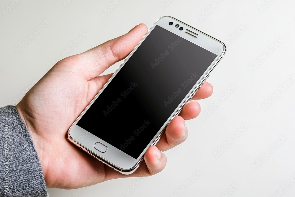 Elegant White Smartphone in Hand: A Modern Technology Display Elegant White Smartphone in Hand: A Modern Technology Display