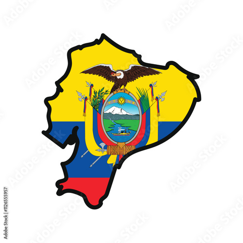 Ecuador Map with flag in body