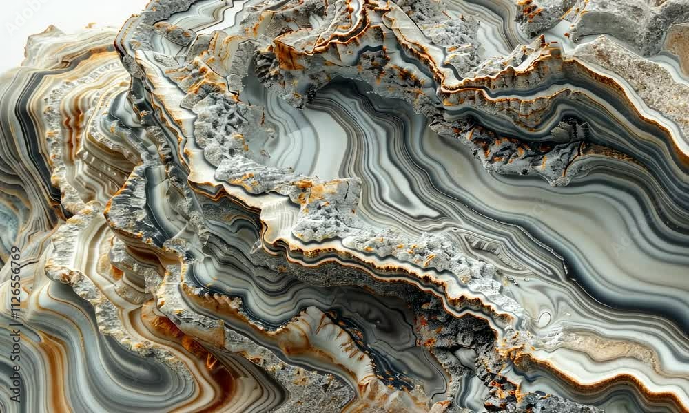 Close-up of layered, textured rock formation with intricate patterns and color variations