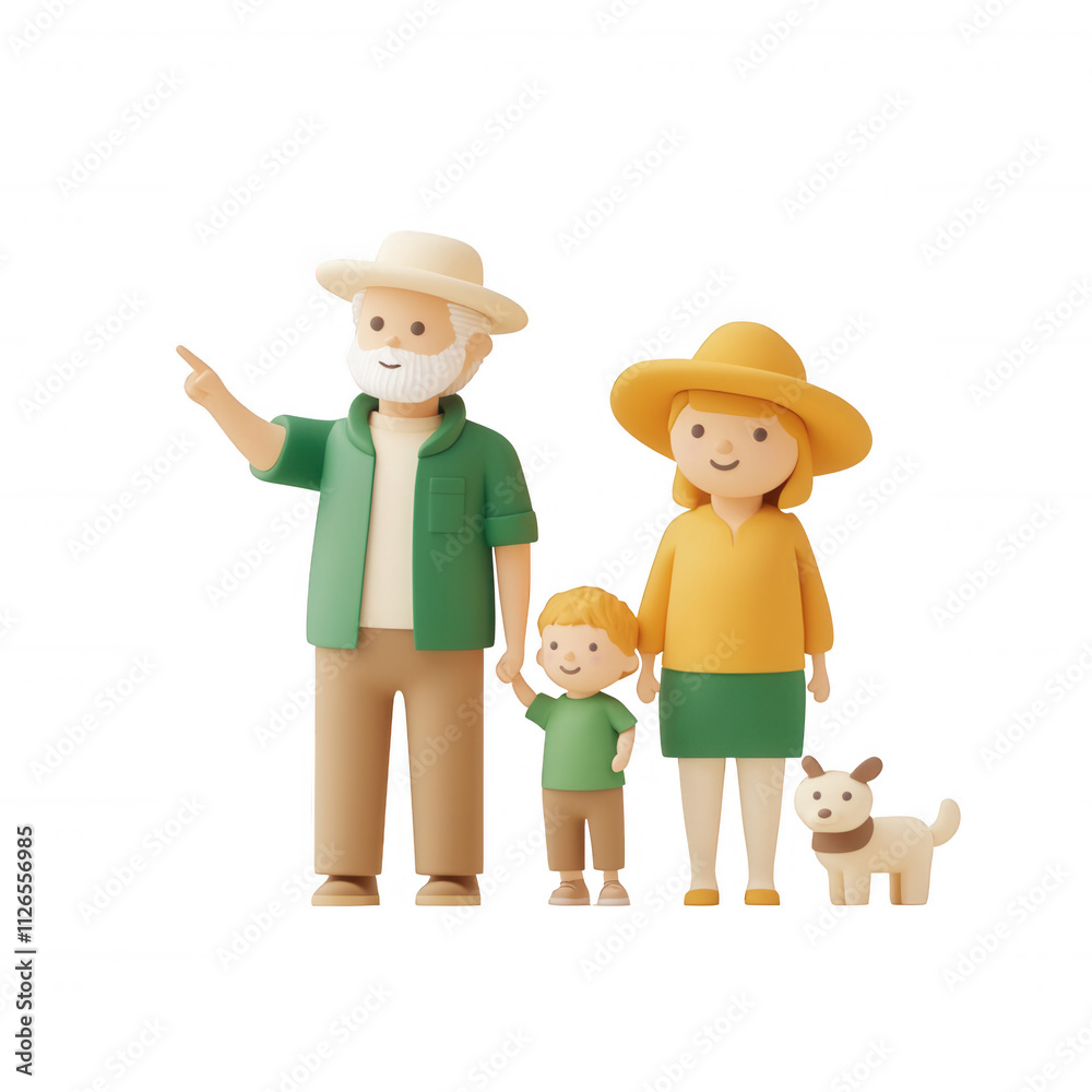 A cheerful family enjoying quality time outdoors with their pet dog. A cheerful family enjoying quality time outdoors with their pet dog.