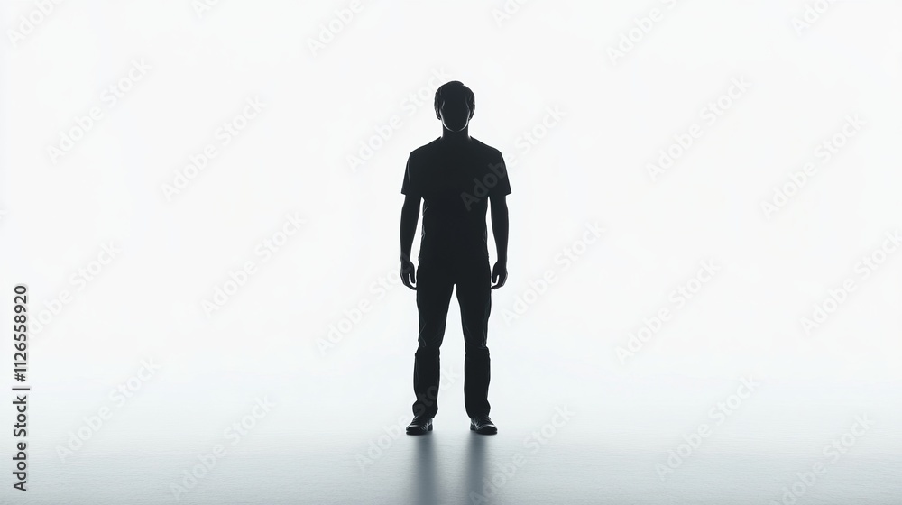 A Striking Silhouette of a Man Against a Bright Background. A Minimalist and Contemporary Artistic Interpretation of a Person. A Powerful Visual Composition A Striking Silhouette of a Man Against a Bright Background. A Minimalist and Contemporary Artistic Interpretation of a Person. A Powerful Visual Composition