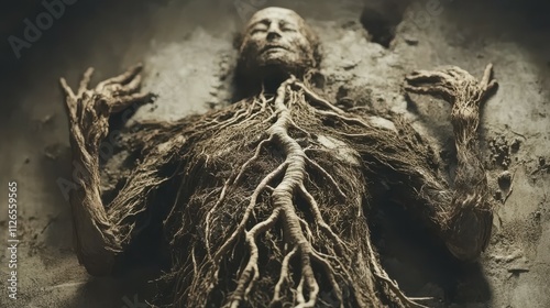 human body made of roots photo