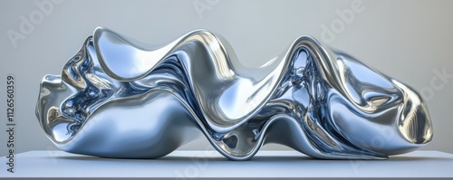 render of an abstract wavy sculpture with pearlescent car paint