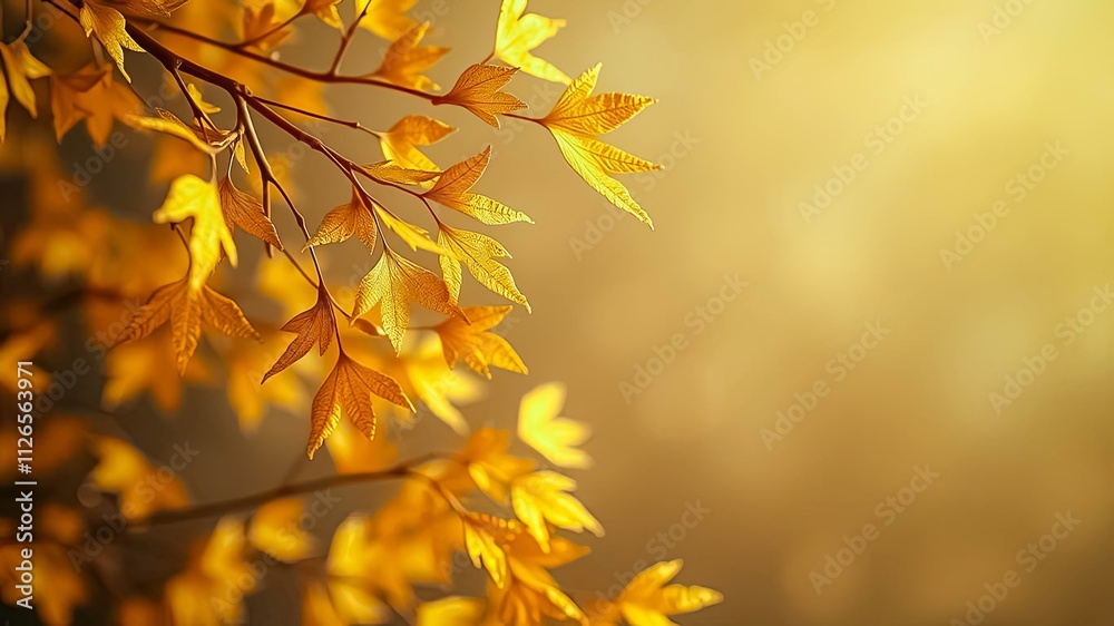 Golden Autumn Leaves Branch Detail Sunlit foliage with intricate leaf veins and a soft, warm background. Golden Autumn Leaves Branch Detail Sunlit foliage with intricate leaf veins and a soft, warm background.