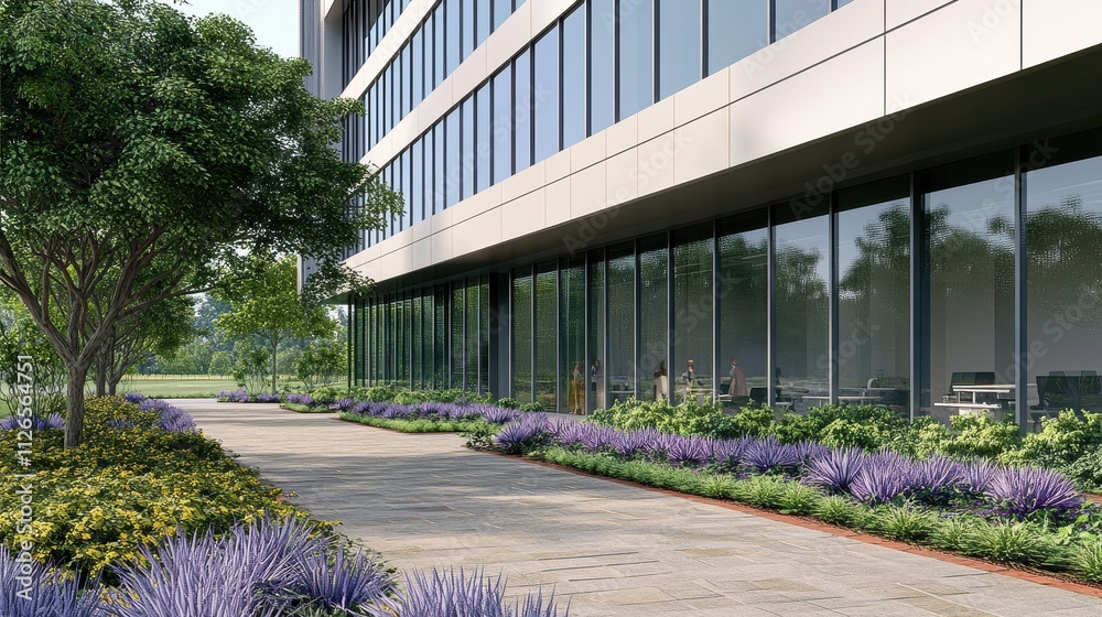 Serene Corporate Landscaping with Modern Architecture Serene Corporate Landscaping with Modern Architecture