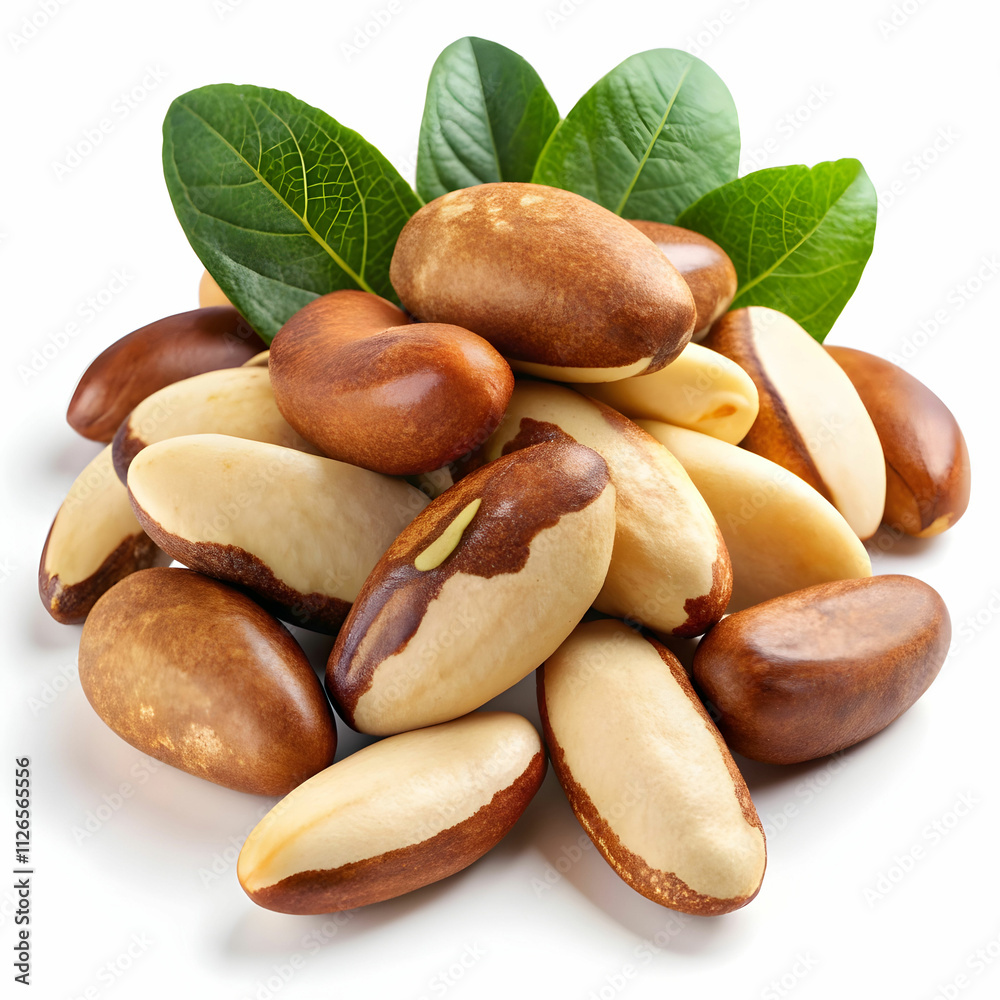 brazil nuts with leaves Isolated on Transparent Background brazil nuts with leaves Isolated on Transparent Background