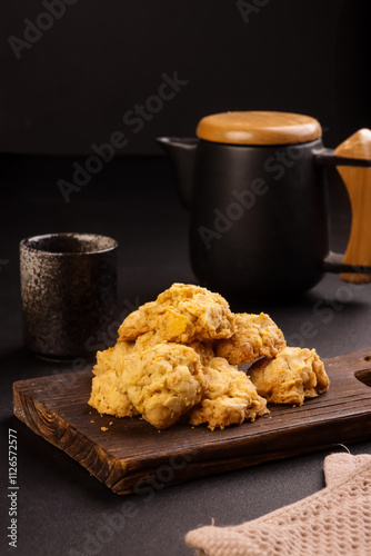 Almond with Corn Flakes Cookies on a Plate.  photo