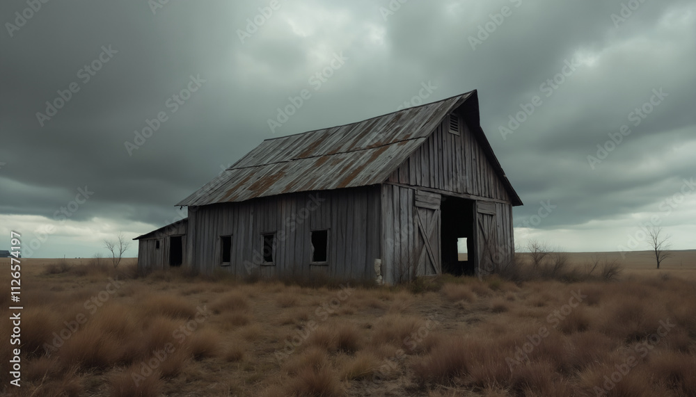 wallpapers A weathered barn stands alone in an open field under a dramatic sky, showcasing rural decay and natural beauty. AI generated wallpapers A weathered barn stands alone in an open field under a dramatic sky, showcasing rural decay and natural beauty. AI generated