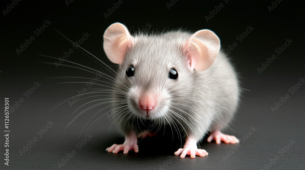 Small gray mouse close-up on dark background Small gray mouse close-up on dark background