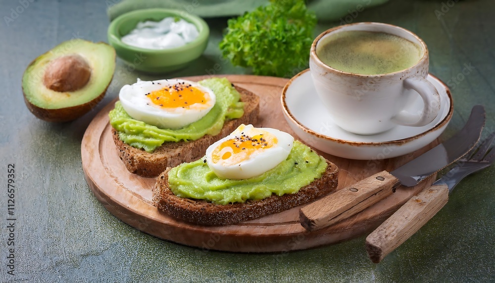 Avocado toast with a fried egg, a simple and satisfying breakfast. Avocado toast with a fried egg, a simple and satisfying breakfast.